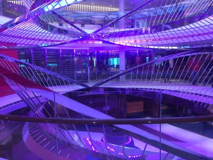 Curved-stainless-steel-Atrium-Sculpture - with lighting